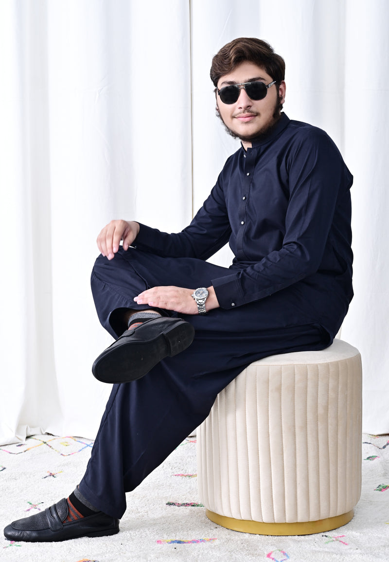 Refine Your Elegance with a Navy Blue Shalwar Kameez premium ready to wear