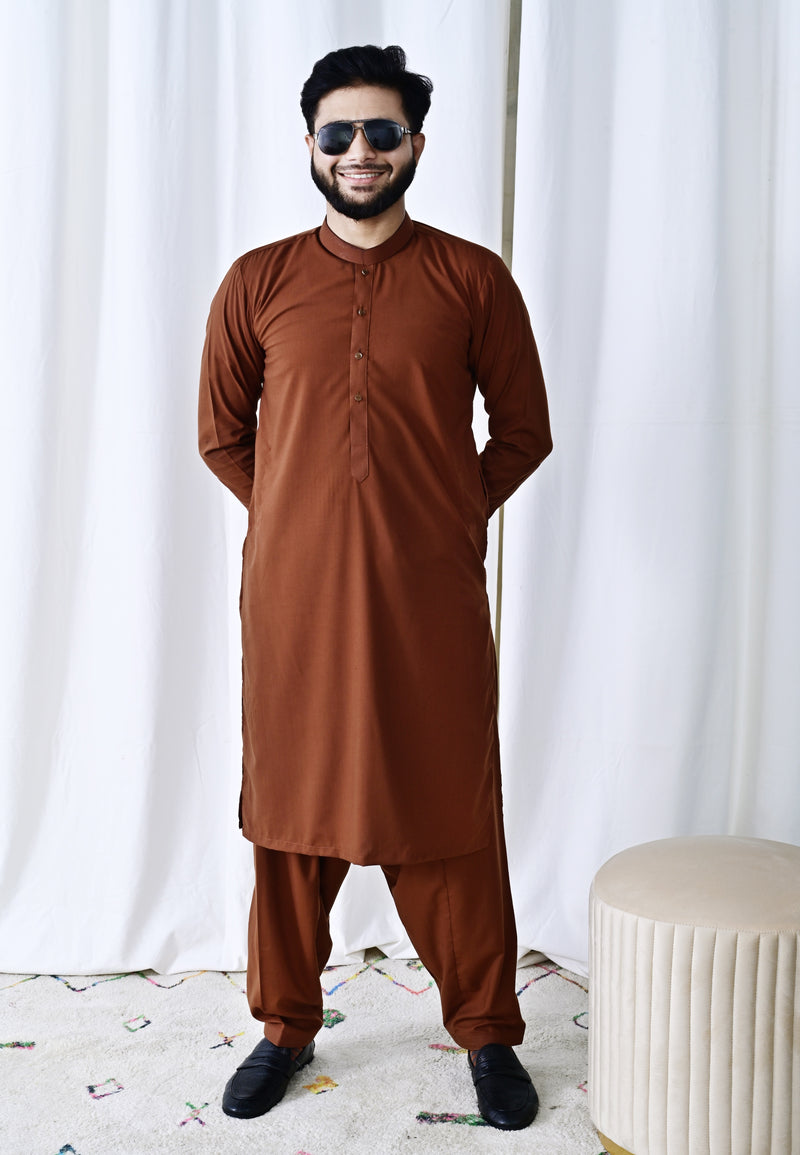 Ready To Wear – Rust Brown Men’s premium Shalwar Kameez