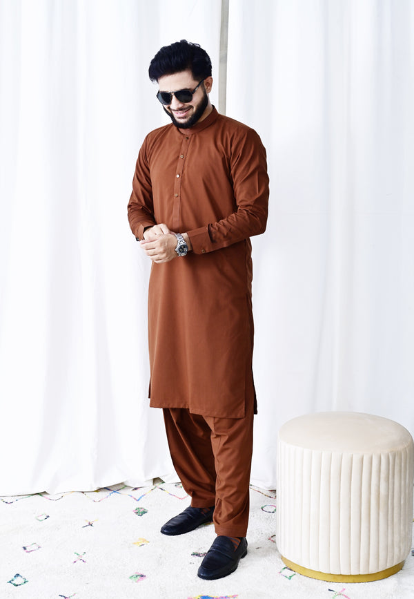 Ready To Wear – Rust Brown Men’s premium Shalwar Kameez