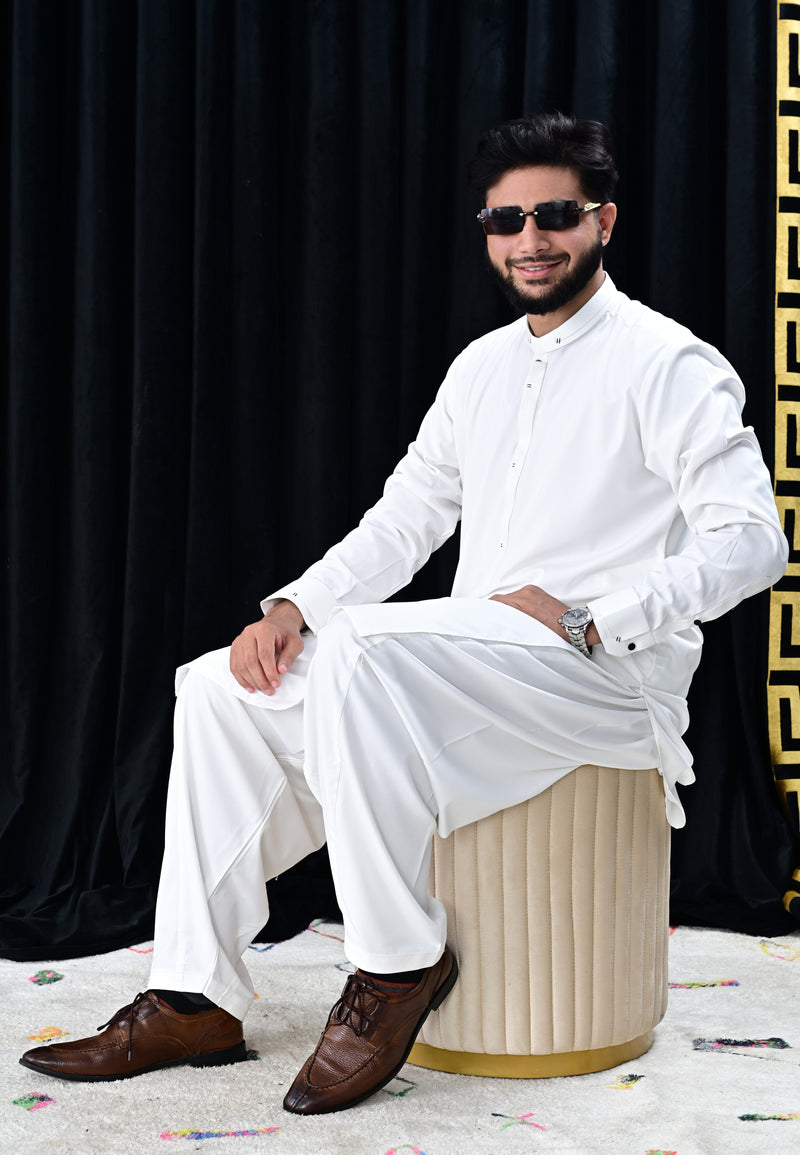 premium boski off white men ready to wear shalwar kameez Elegant & Timeless Look